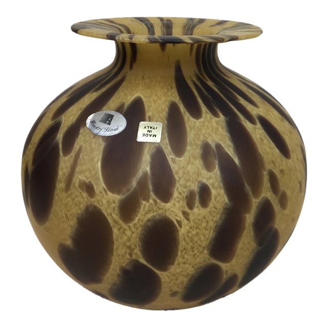 Vintage MCM Azzurra Maestri Vetrai Italian Leopard Vase For Sale