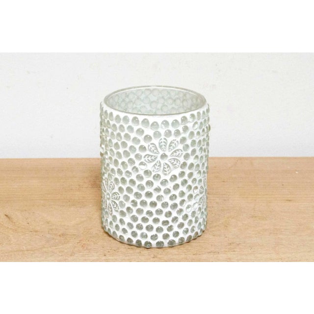 1990s Handmade White Glass Mosaic Votive For Sale - Image 5 of 6
