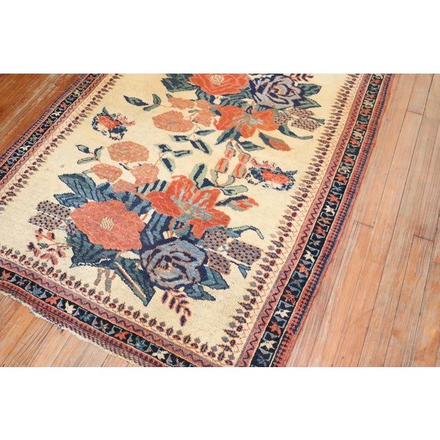 Early 20th Century Zabihi Collection Floral Square Persian Afshar Rug - 3'9" x 4'10" For Sale - Image 4 of 9