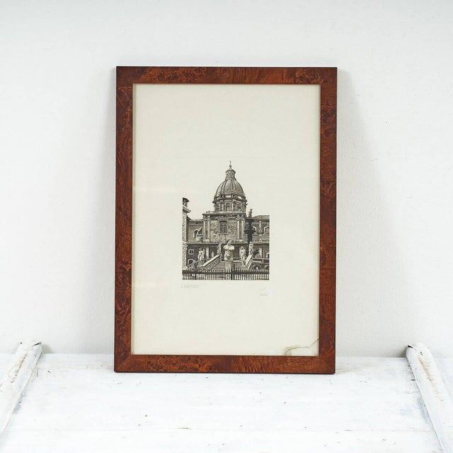 Unknown, Numbered Engraving of a Palace, 1950s, Engraving For Sale - Image 6 of 6