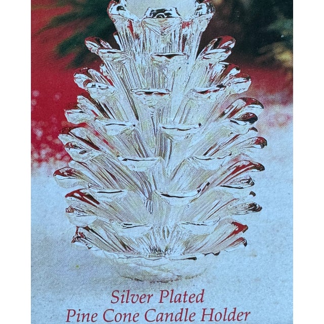 Vintage Godinger Silver Plated Pinecone Motif Taper Candle Holder For Sale - Image 9 of 11