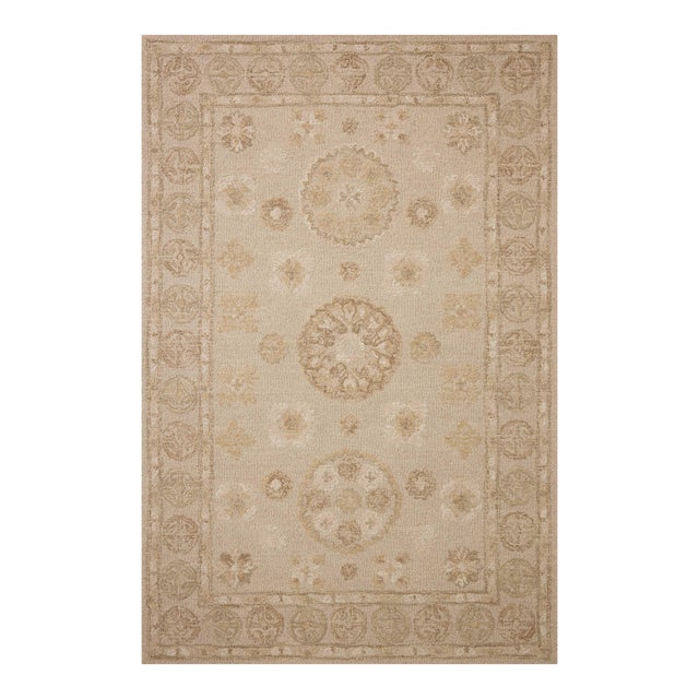 Chris Loves Julia x Loloi Dorothea Dove / Natural 7'-9" x 9'-9" Area Rug For Sale