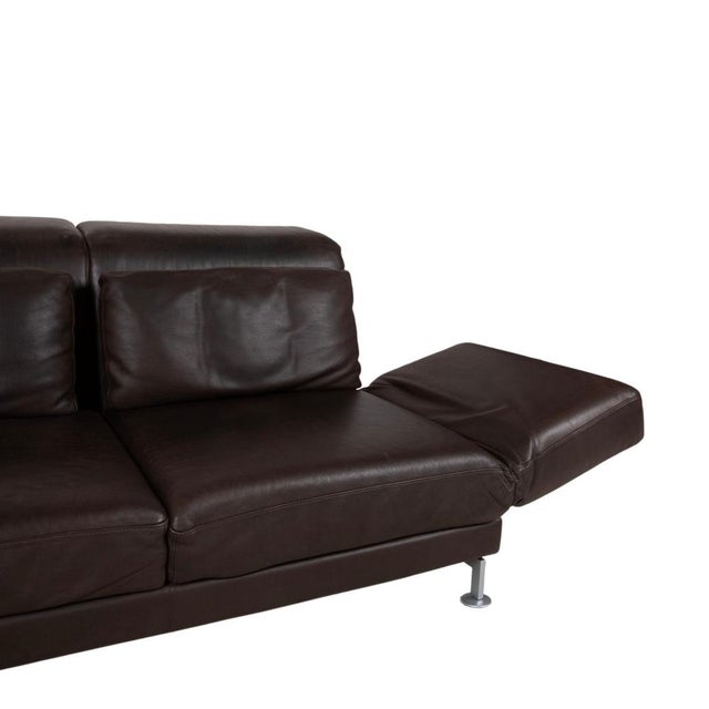 Animal Skin Moule Leather Corner Sofa in Brown Chrome with Manual Function from Brühl For Sale - Image 7 of 18