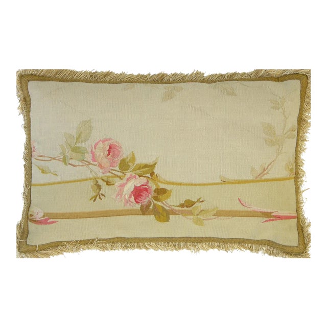 Antique 19th Century French Aubusson Tapestry Pillow For Sale