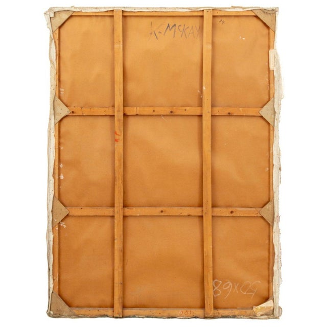 Kay McKay "Abstract With Red 7 White Lines" Oil For Sale - Image 4 of 6