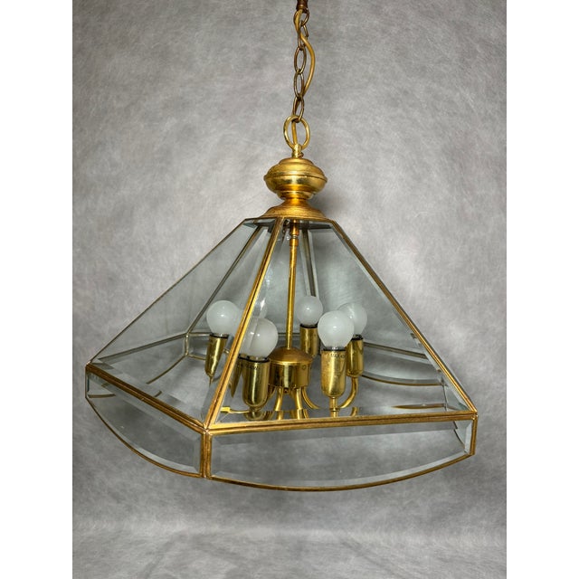 1990s Brass and Glass 6-Light Pendant Lantern from Ideal Lux, 1990s For Sale - Image 5 of 9