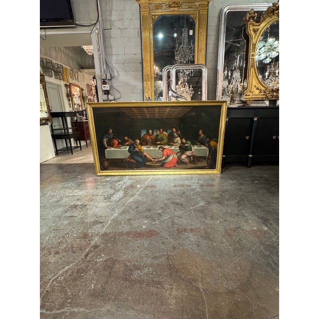 Traditional 19th C. Italian Oil Painting of Jesus Washing Feet For Sale - Image 3 of 13