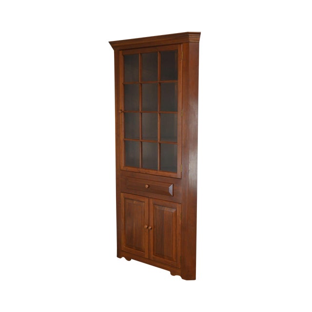 Hand Crafted Solid Cherry Wood Country Style Corner Cabinet By