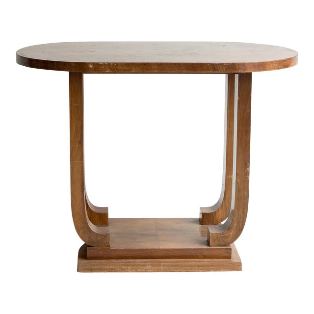French Art Deco Burl Walnut Side Table For Sale
