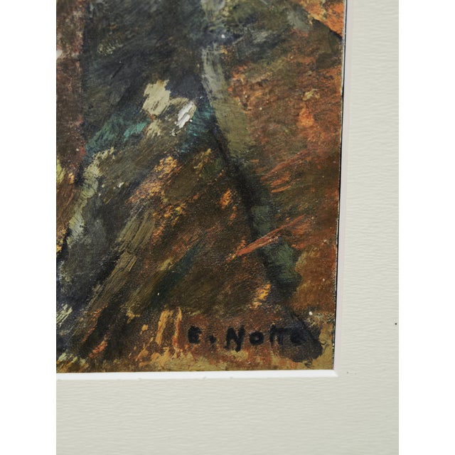 Emilio Notte, Expressionist Figure, Oil Painting on Cardboard, 1960s, Framed For Sale - Image 9 of 13