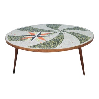 Vintage Round Mosaic Coffee Table For Sale