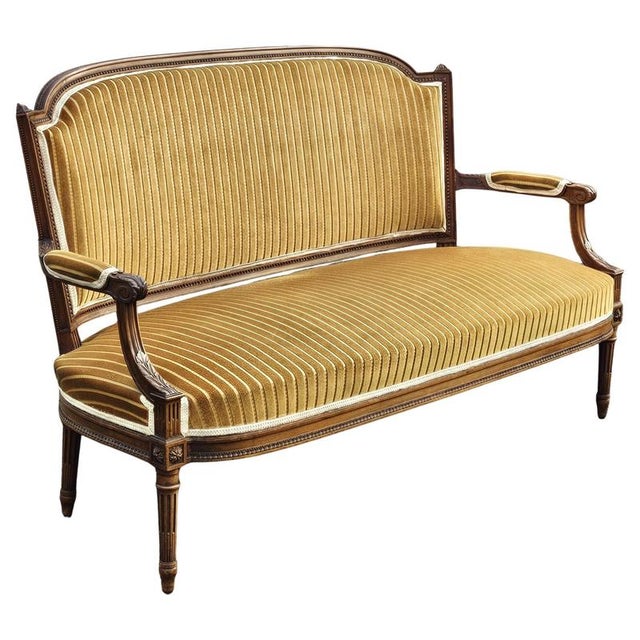 Antique Green Velvet Sofa, 1800s For Sale - Image 3 of 18