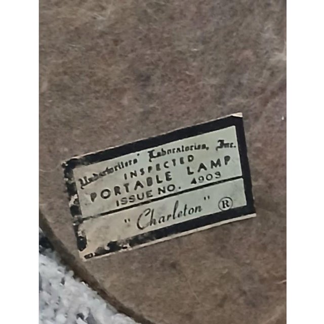 1950s Art Deco Gold Ceramic Lamp Etched Wavy Lines Modern W Shade Underwriters For Sale - Image 15 of 18