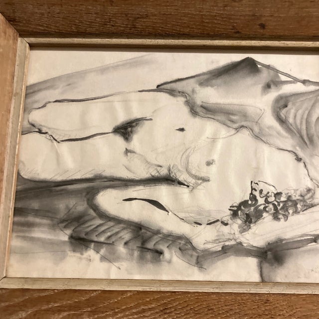 Original painting on paper 8.75 x 11.5 overall size with vintage wood frame is 12.5 x 15.5