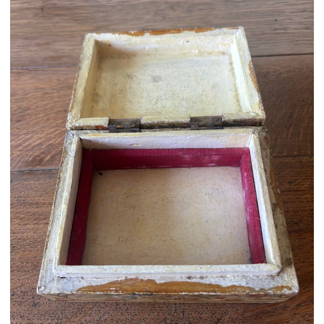 Antique Wood and Gesso Hand Painted Floral Box For Sale - Image 9 of 10