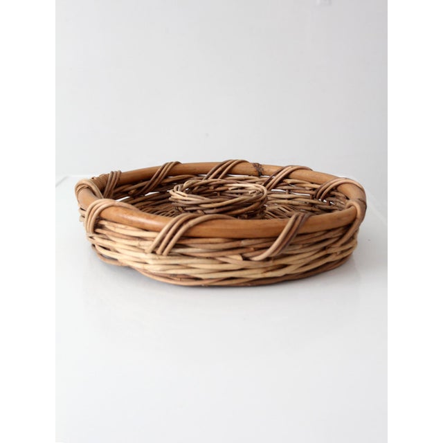 Vintage 1970s Rattan & Wicker Chip and Dip Serving Basket For Sale - Image 4 of 11