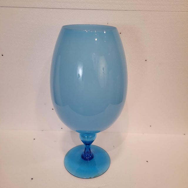 Vintage Italian Opal Blue Crystal Vase, 1970s For Sale - Image 4 of 18