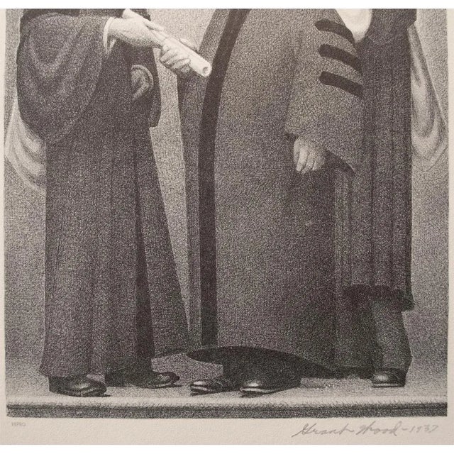 1939 After Grant Wood "Honorable Degree", First Edition Period Offset Lithograph For Sale - Image 4 of 11
