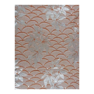 Vintage Mid 20th Century Terra Cotta Satin Jaquard Drapery Panel Fabric For Sale