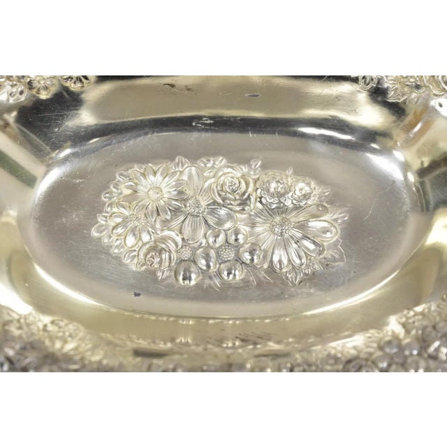 Silver Vintage Victorian Silver Plated Floral Repousse Trinket Dish Japan - a Pair For Sale - Image 8 of 11