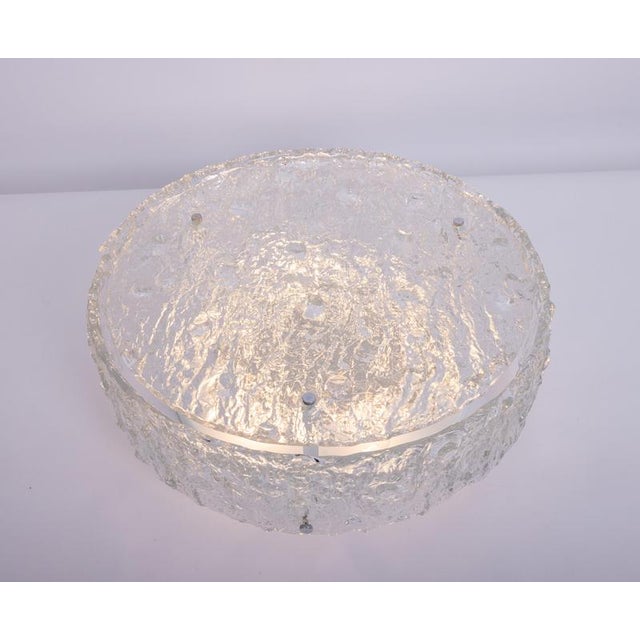 Large Murano Glass Flushmount Fixture in the style of Kaiser, Germany, 1960s For Sale - Image 11 of 13