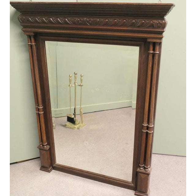 French Carved Oak Wall Mirror with Side Columns For Sale - Image 6 of 7