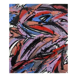 Abstract Jerry Adams Purple & Black Painting on Paper