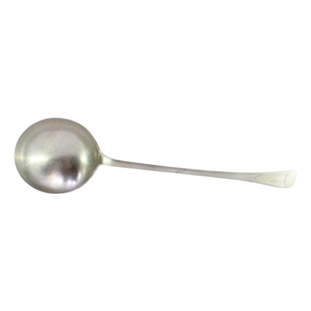 Silver Soup Ladle with Embossed Handle For Sale