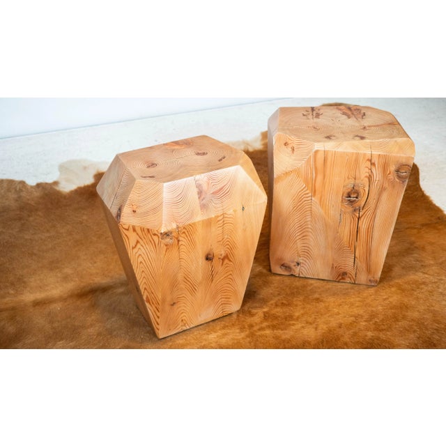 Studio Craft After Jb Blunk Pine Wood Side Tables - A Pair For Sale - Image 9 of 16