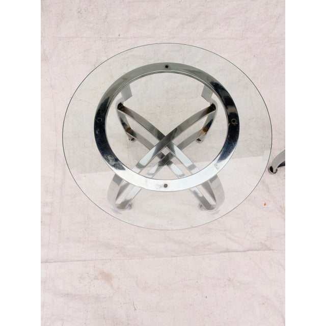 Mid-Century Modern Vintage Mid Century Pair of Chrome Glass Top Side Tables S/2 For Sale - Image 3 of 5