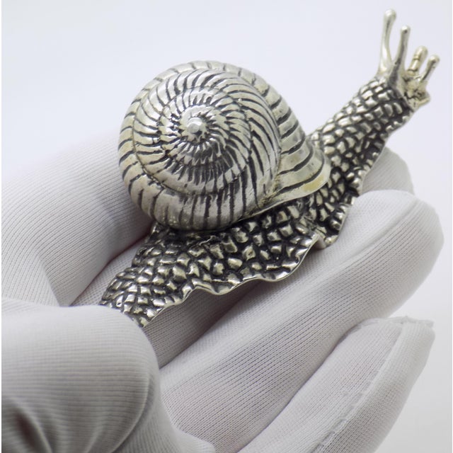 This beautifully detailed large snail figurine was handcrafted in Vicenza, in the Veneto region of Italy, during the 1970s...