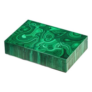 Amazing Antique Malachite Box 800 Silver Mounted Jewelry Casket White Onyx Interior European Luxury Desk Box With Provenance Home Decor For Sale