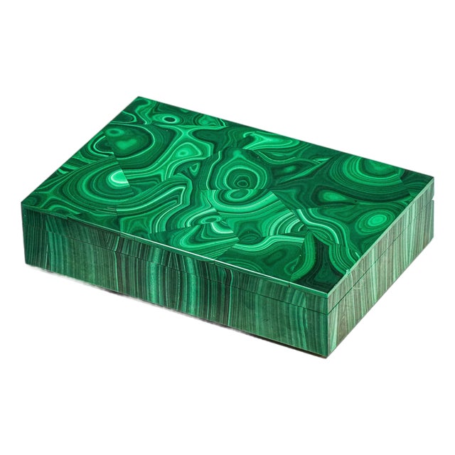 Amazing Antique Malachite Box 800 Silver Mounted Jewelry Casket White Onyx Interior European Luxury Desk Box With Provenance Home Decor For Sale