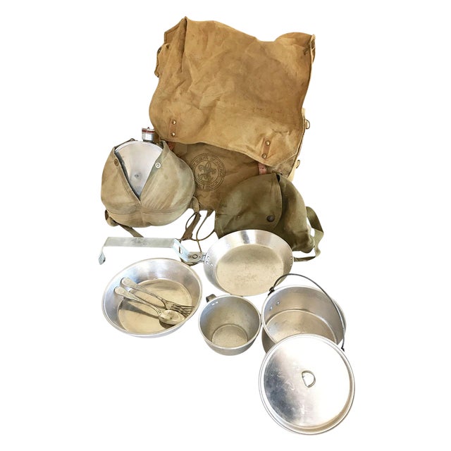 Vintage Boy Scout Canvas Backpack With Mess Kit & Canteen Chairish