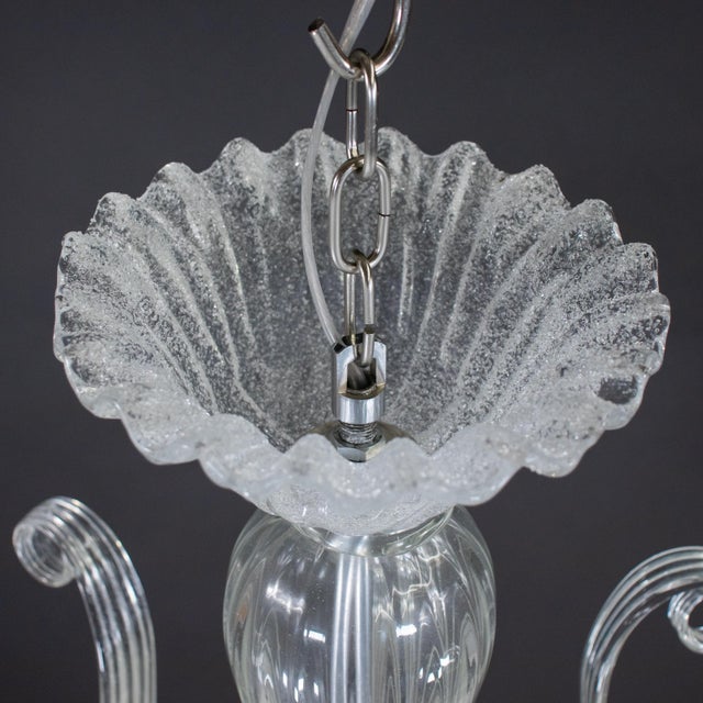 Transparent Large MCM Rugiada and Cristallo Murano Chandelier Attributed to Ercole Barovier For Sale - Image 8 of 18