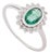 Natural Emerald Diamond Halo Art Deco Ring Size 6 in 14k White Gold For Sale
