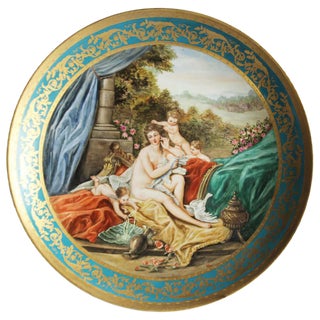 Large 20th Century Viennese Charger Plate or Wall Plaque in Porcelain with Gilt Borders For Sale