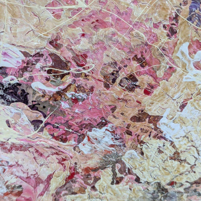 John Warren Travis Original Abstract Textured Painting With Pink and ...