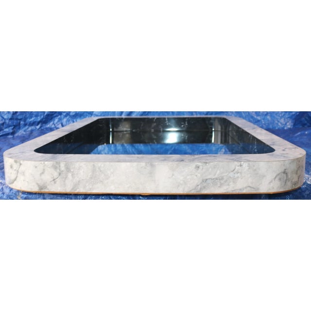 1980s 1980s Vintage Alpi Design Postmodern Marble Veneer 42" X 32" Wall Mirror For Sale - Image 5 of 10
