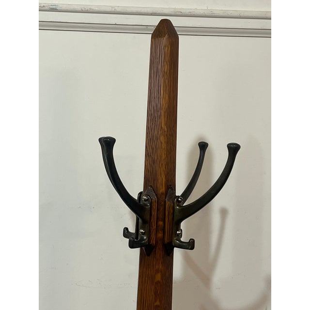 Victorian Antique Mission Oak 1800's Coat Rack Coat Tree For Sale - Image 3 of 11