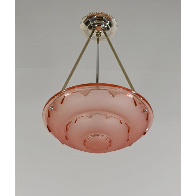 Art Deco French Art Deco Pendant Light by Jean Gauthier Ejg Ezan 1930s France For Sale - Image 3 of 12