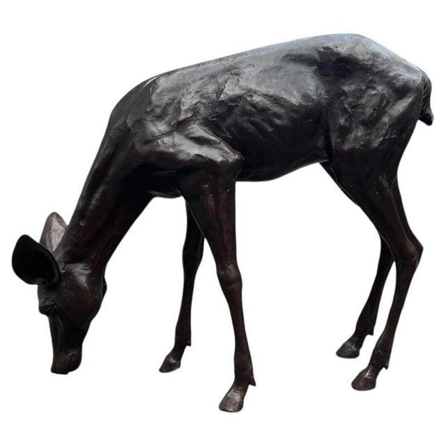Bronze Grazing Fawn Deer Garden Sculpture For Sale - Image 15 of 15