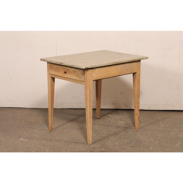 19th Century 19th Century Swedish Minimalist Latte Wood Accent Table For Sale - Image 5 of 12
