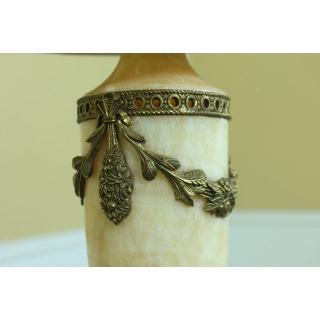 2000 - 2009 Bronze & Alabaster Urn Table Lamp W. Shade For Sale - Image 5 of 9