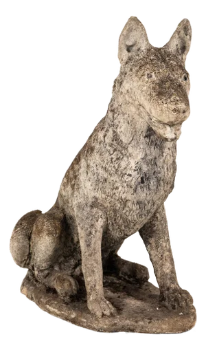 Large Concrete Shepherd Dog Garden Ornament, English Mid 20th Century