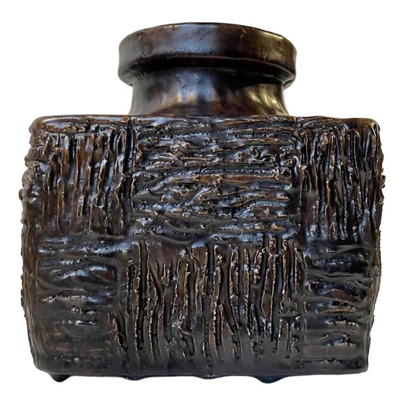 Scandinavian Brutalist Fat Lava Stoneware Vase, 1971 For Sale