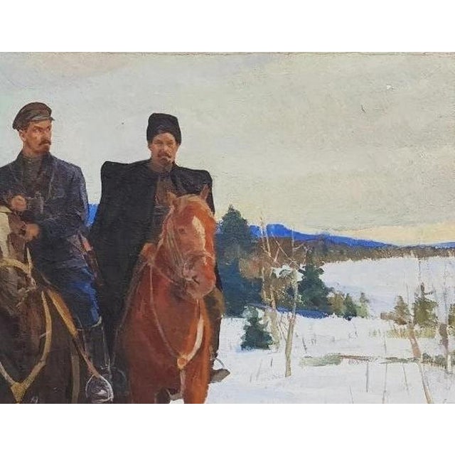 Antique Oil Painting: October Revolution on Horses, Soviet Art 120-160 For Sale - Image 6 of 6