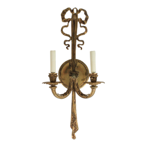 Vintage Solid Brass Double Arm Wall Sconce