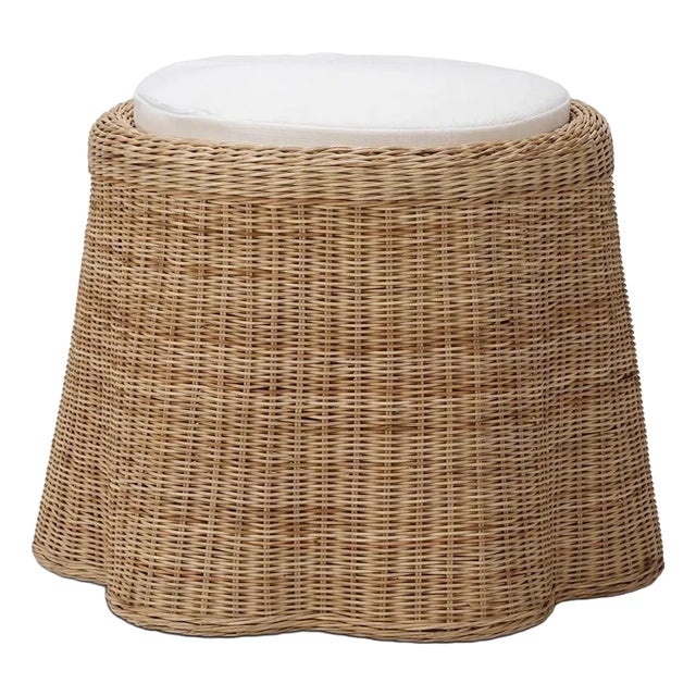 Small Round Rattan Ottoman For Sale