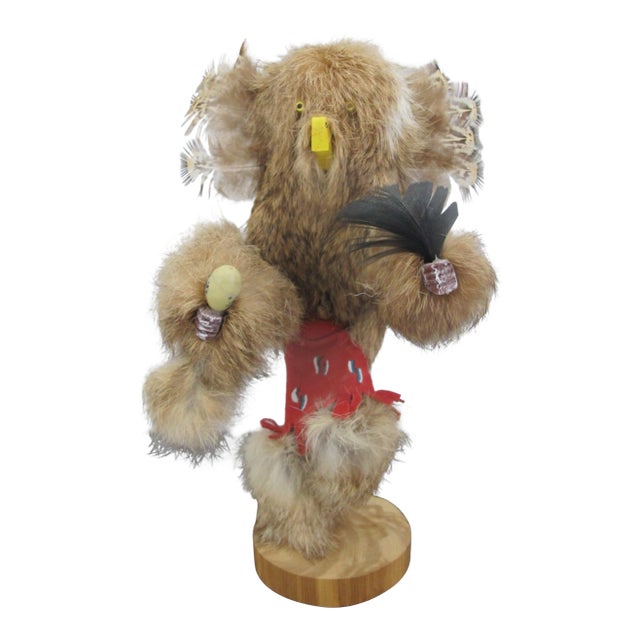 Hopi Native American Owl Dancer Kachina Doll Statue Figurine Signed For Sale